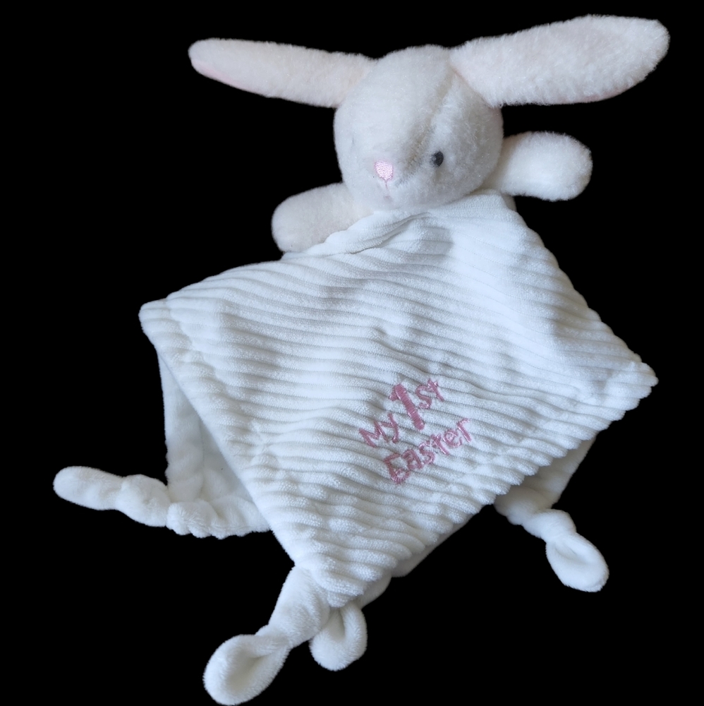 My 1st Easter Bunny Lovey Security Blanket Plush White Rabbit MTY International